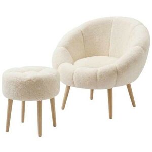 Kreslo s taburetom Chair & Pouf Cream vyobraziť