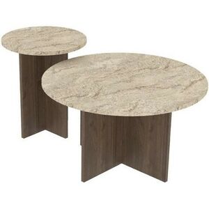 Konferenčný stolík Asha Double – Travertine, Walnut vyobraziť