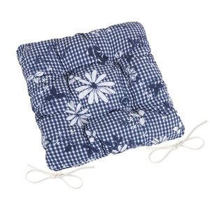 Bellatex Sedák DITA prešívaný Kocka s kvetom modrá, 40 x 40 cm vyobraziť