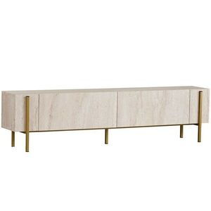 Televízny stolík Glamour – Travertine, Gold vyobraziť