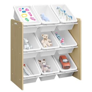 KONDELA Bois organizér na hračky prírodná / biela vyobraziť
