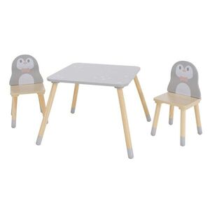 KONDELA Saver Typ 2 1+2 detský set biela / sivá / detský motív tučniak vyobraziť