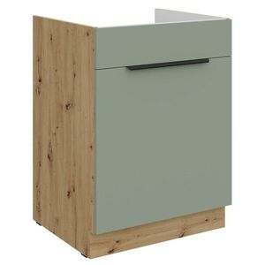 KONDELA Arsany 60 ZL 1F BB drezová kuchynská skrinka aquamarine / dub artisan vyobraziť