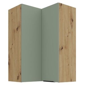 KONDELA Arsany 60x60 GN-90 2F horná rohová kuchynská skrinka aquamarine / dub artisan vyobraziť