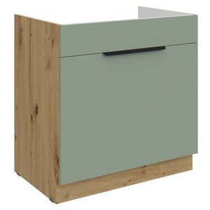 KONDELA Arsany 80 ZL 1S BB drezová kuchynská skrinka aquamarine / dub artisan vyobraziť