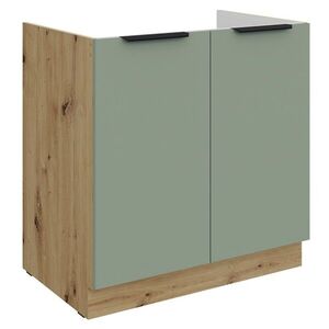 KONDELA Arsany 80 ZL 2F BB drezová kuchynská skrinka aquamarine / dub artisan vyobraziť