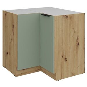 KONDELA Arsany 90x90 DN 2F BB dolná rohová kuchynská skrinka aquamarine / dub artisan vyobraziť