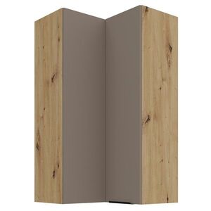 KONDELA Frisbo 60x60 GN-108 2F horná rohová kuchynská skrinka sandgrau / dub artisan vyobraziť