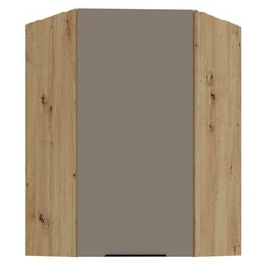 KONDELA Frisbo 60x60 GN-90 1F horná rohová kuchynská skrinka sandgrau / dub artisan vyobraziť