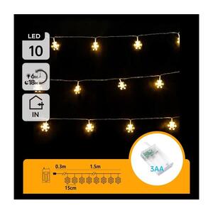 B.V. - LED reťaz 10×LED/3×AA, 1, 5 m, teplá biela, snehové vločky B10303Q6R vyobraziť