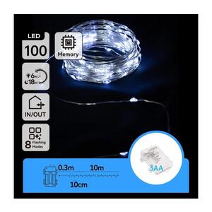 B.V. - LED vonkajší svetelný reťazec 100× LED/8 režimov 10, 3 m IP44 studená biela B10303K1D vyobraziť