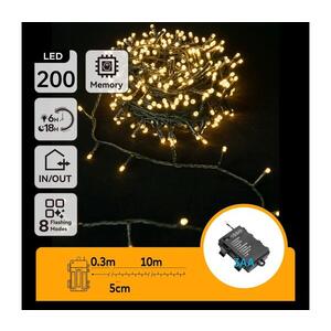B.V. - LED vonkajší svetelný reťazec 200×LED/8 funkcií, 3×AA, 10, 3 m, IP44, teplá biela B10303K2K vyobraziť