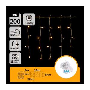 B.V. - LED Vonkajšia reťaz 200xLED/8 funkcií 13x0, 4m IP44 teplá biela B10303K3O vyobraziť