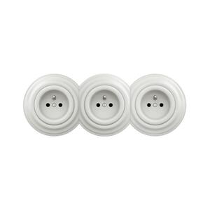 lap - Trojitá retro domová zásuvka s rámčekom 230V keramická biela KA0009+2xKA0008+3xKA0006 vyobraziť