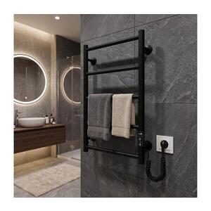Mario-Radiators Kúpeľňový rebríkový radiátor CLASSIC 65W/230V 66x42 cm nerez/čierna pravostranné prevedenie 2.3.0700.10.BM vyobraziť