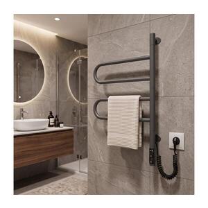 Mario-Radiators Elektrický otočný sušiak na uteráky TRISTAR 75W/230V 62, 5x44, 5 cm IP44 nerez/čierna 2.3.0505.11.BM vyobraziť