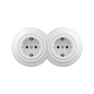 lap - Dvojitá retro domová zásuvka s rámčekom SCHUKO 230V, snehobiela 2xKA0152+2xKA0160 vyobraziť