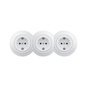 lap - Trojitá retro domová zásuvka s rámikom SCHUKO 230V snehobiela KA0153+2xKA0152+3xKA0160 vyobraziť