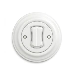 lap - Retro dvojitý schodiskový vypínač s rámikom č. 6+6 snehobiela KA0151+KA0148 vyobraziť