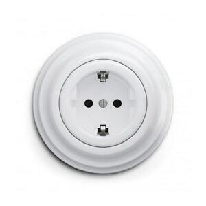 lap - Retro domová zásuvka s rámčekom SCHUKO 230V/16A snehovo biela KA0151+KA0160 vyobraziť