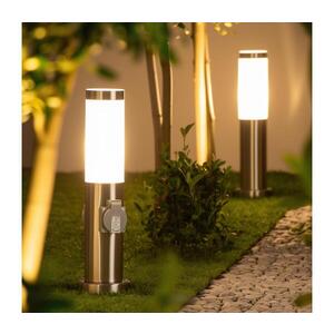 Brilagi - Vonkajšia lampa s 2 zásuvkami SCHUKO NOVA 1xE27/15W/230V 40 cm IP44 chróm FG-KH142PSH-40-2SO-SIL vyobraziť
