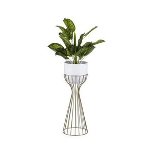 HowHomely Kovový kvetináč LOFT 56x20 cm zlatá/biela HH-ML-10-GW vyobraziť