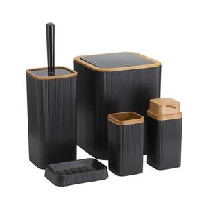 HowHomely Kúpeľňový set ZOYA 5 ks čierna/hnedá HH-461-3-S vyobraziť