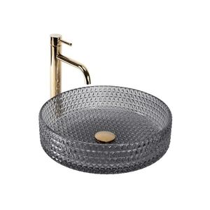 REA-U8880 - Umývadlo na dosku CRISTAL priemer 39 cm sklo/dymová sivá REA-U8880 vyobraziť