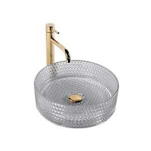REA-U9615 - Umývadlo na dosku CRISTAL pr. 35, 5 cm sklo/šedé REA-U9615 vyobraziť