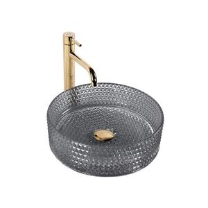 REA-U9671 - Umývadlo na dosku CRISTAL pr. 35, 5 cm sklo/dymovo sivá REA-U9671 vyobraziť