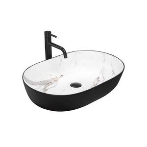 REA-U6625 - Umývadlo na dosku CLEO 41x60, 5 cm keramika/čierna/biela/mramorový dekor REA-U6625 vyobraziť