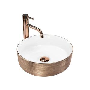 REA-U3303 - Umývadlo na dosku SAMI priemer 37 cm keramika/biela/zlatá REA-U3303 vyobraziť