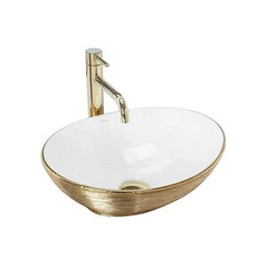 REA-U3697 - Umývadlo na dosku SOFIA 34, 5x41 cm keramika/biele/brúsené zlato REA-U3697 vyobraziť