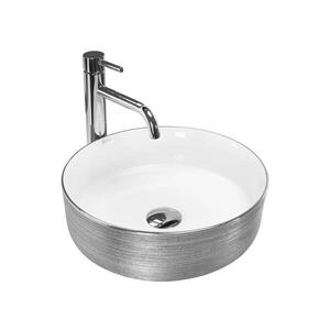 REA-U3304 - Umývadlo na dosku SAMI, priemer 36 cm, keramika/biela/strieborná REA-U3304 vyobraziť