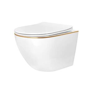 REA-C6806 - Závesné WC s WC sedátkom CARLO MINI TORNADO RIMLESS keramika/biela/zlatá REA-C6806 vyobraziť