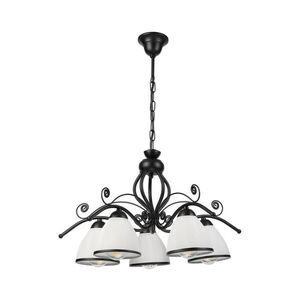 Luster na reťazi RETRO 5xE27/60W/230V čierna/biela LM-5.51/CZARNY PÓŁMAT vyobraziť