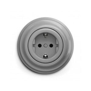 Reblig - Retro domová zásuvka s rámikom SCHUKO 230 V/16 A sivá RG0052+RG0111 vyobraziť