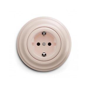 Reblig - Retro domová zásuvka s rámčekom SCHUKO 230V/16A staroružová RG0119+RG0143 vyobraziť