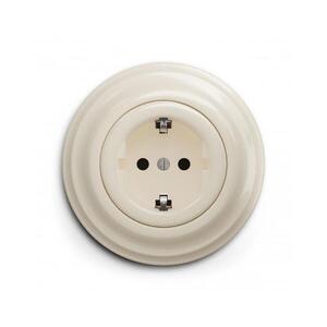 Reblig - Retro domová zásuvka s rámikom SCHUKO 230V/16A béžová RG0134+RG0144 vyobraziť