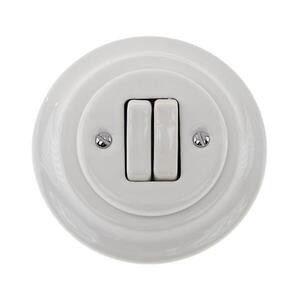 Reblig - Porcelánový retro dvojitý vypínač s rámčekom č. 5 biely RG210Q-W vyobraziť