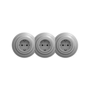 Reblig - trojitá retro zásuvka do domácnosti s rámikom SCHUKO 230 V, sivá RG0054+2xRG0053+3xRG0111 vyobraziť