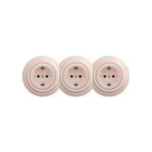 Reblig - Trojitá retro zásuvka domová s rámčekom SCHUKO 230V staroružová RG0121+2xRG0120+3xRG0143 vyobraziť