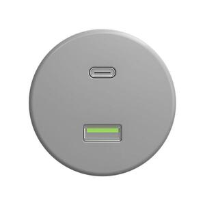 Reblig - Retro USB zásuvka A+C bez rámčeka, sivá S/USB vyobraziť