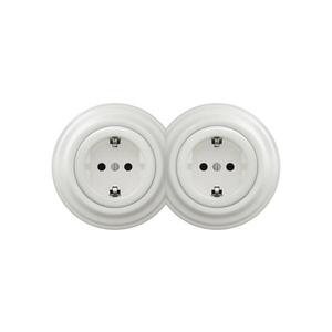 Reblig – dvojitá retro domová zásuvka so rámikom SCHUKO 230 V keramická biela 2xRG0008+2xRG0106 vyobraziť
