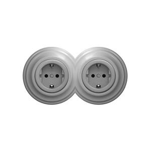 Reblig - Dvojitá retro domová zásuvka s rámikom SCHUKO 230V sivá 2xRG0053+2xRG0111 vyobraziť