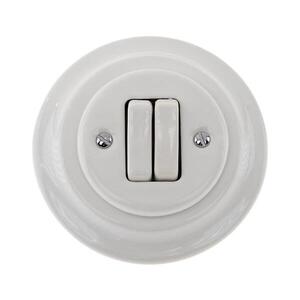 Reblig - Porcelánový retro dvojitý vypínač s rámčekom č. 6+6 biely RG220Q-W vyobraziť