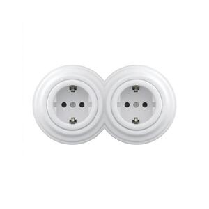 Reblig - Dvojitá retro domová zásuvka s rámčekom SCHUKO 230V snehovo biela 2xRG0152+2xRG0160 vyobraziť
