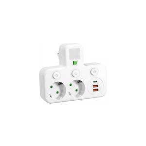 Prípojková lišta s vypínačom a LED osvetlením LINEA 2Z + 3xUSB A/C SCHUKO 4000K biela 004877 vyobraziť