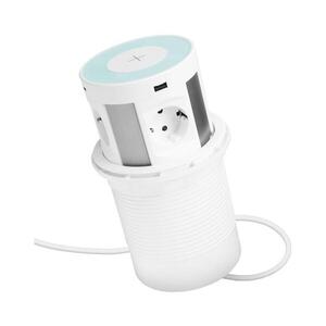 Zásuvkový stĺpik na pracovnú dosku s bezdrôtovým nabíjaním 4×230 V + 2× USB‑A + 2× USB‑C, biela 20434WH vyobraziť