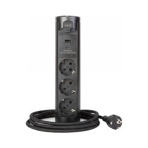 Zásuvkový stĺpik na dosku stola 3x230V + USB-A + USB-C čierny 20453B vyobraziť